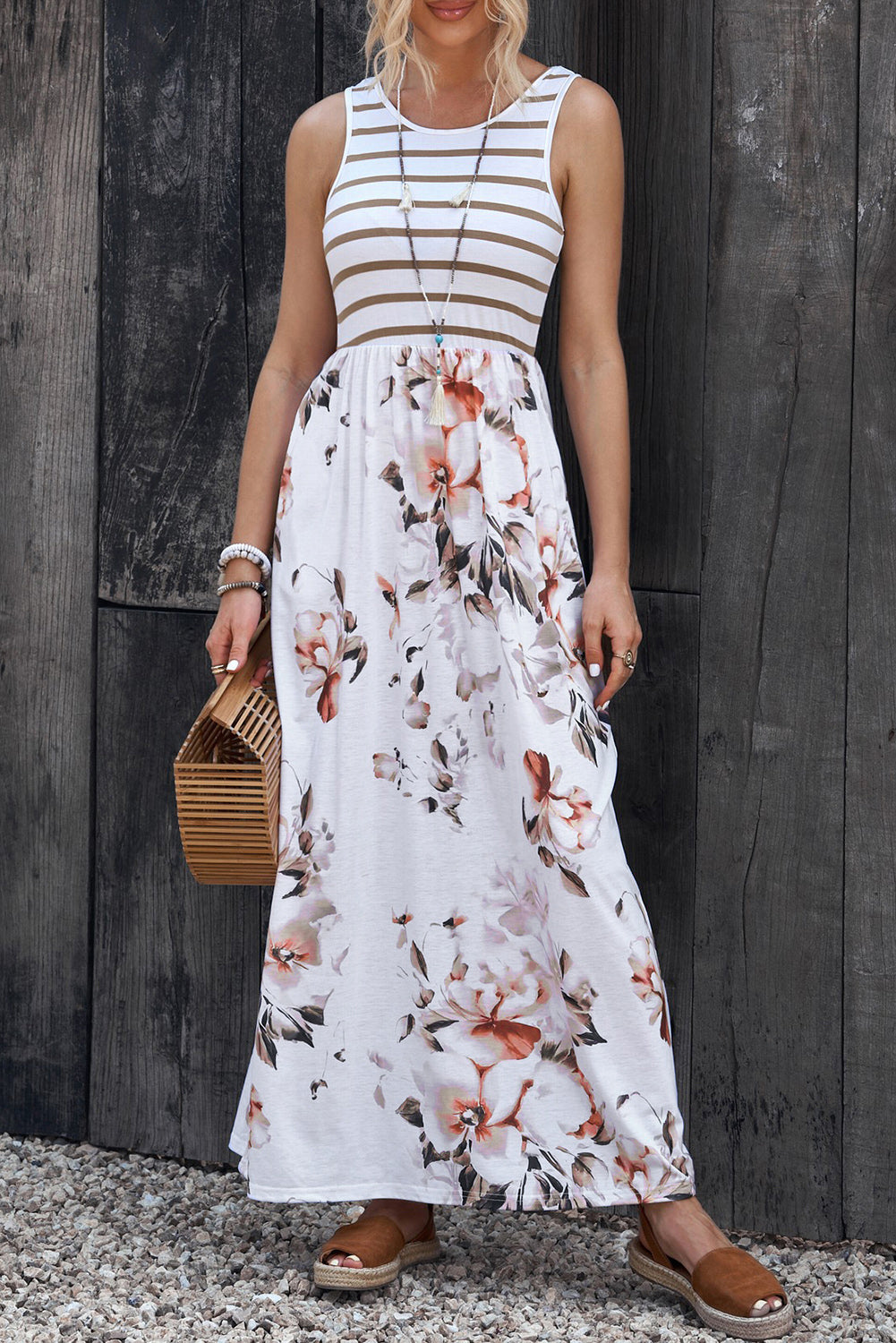 lilypad maxi dress Lily Pad Striped Floral Maxi Dress – Pineapple Oasis Boutique