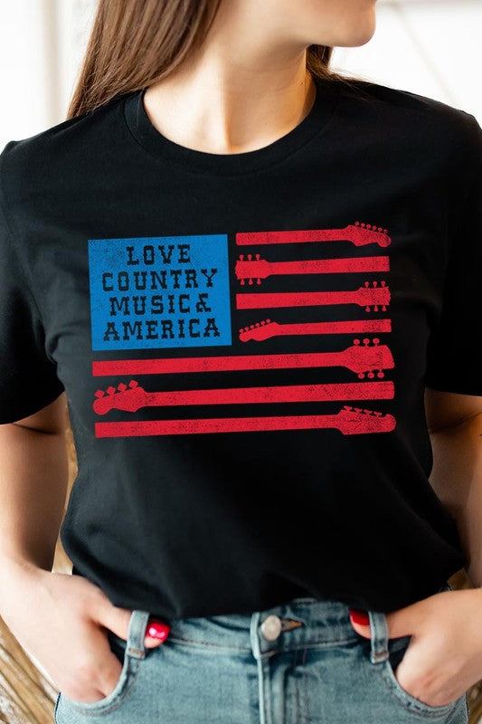 Love Country Music & America Graphic T