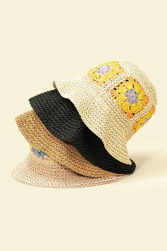 Flower Power crochet granny square bucket hat