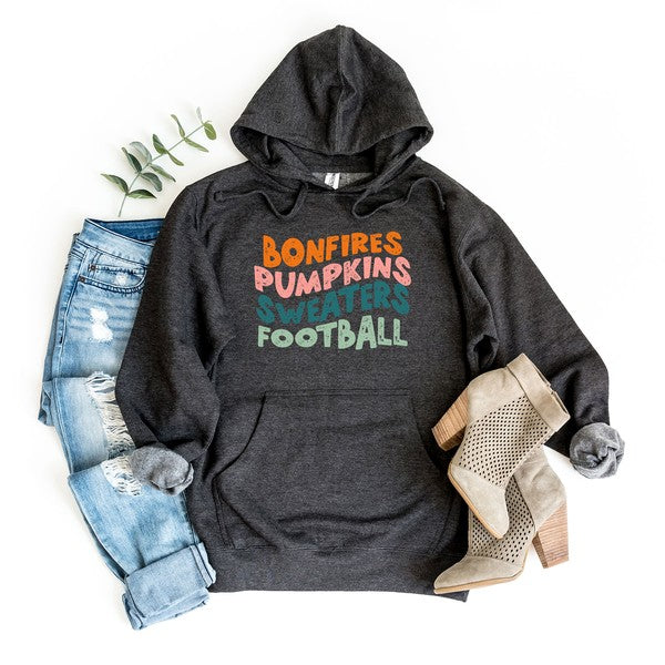 Bonfires Pumpkins Sweaters Football Graphic Hoodie