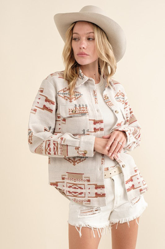 Jacquard Aztec Shirt Jacket