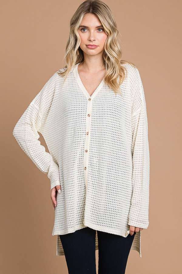 CHT1820L - DROP SHOULDER LSLV V-NECK CARDIGAN