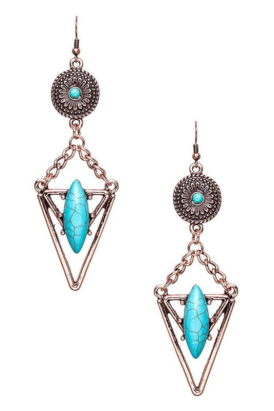 Ocean Elegance Turquoise Stone Drop Earrings