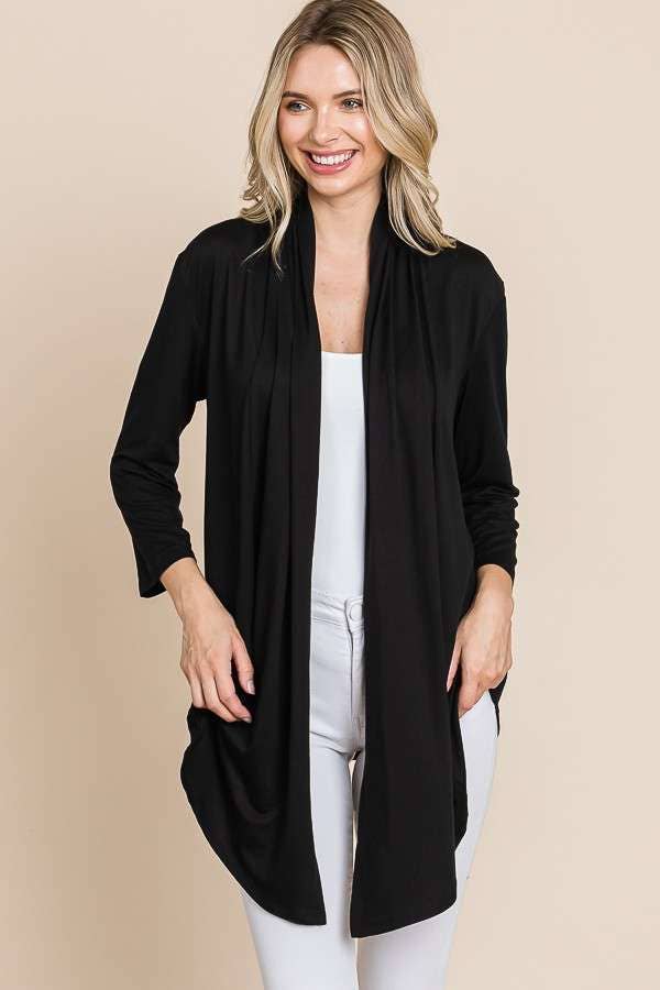 CJT1086Q - DRAPE CARDIGAN TOP