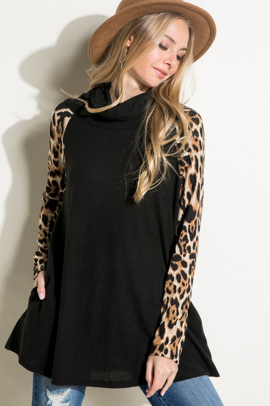 Brushed Hacci Cheetah Print Mixed Top