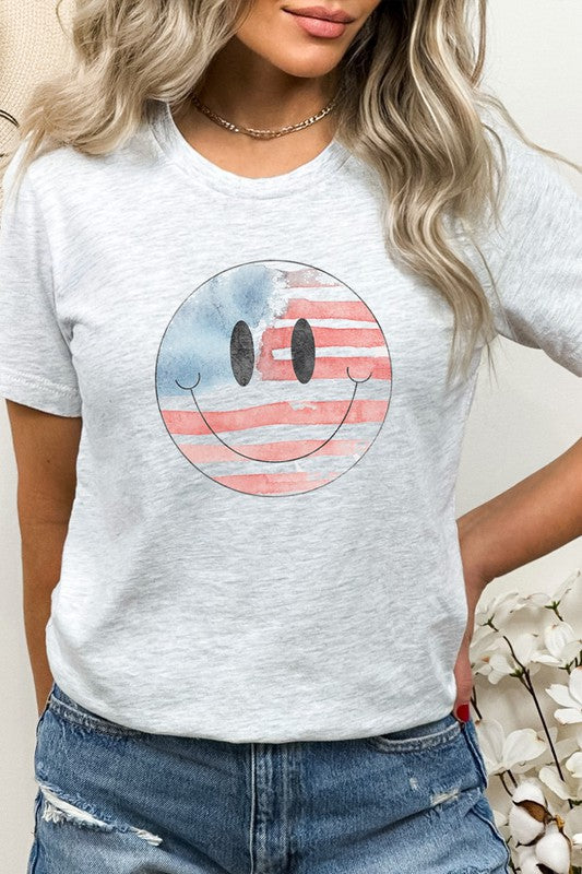 American Flag Smiley Face Graphic Tee