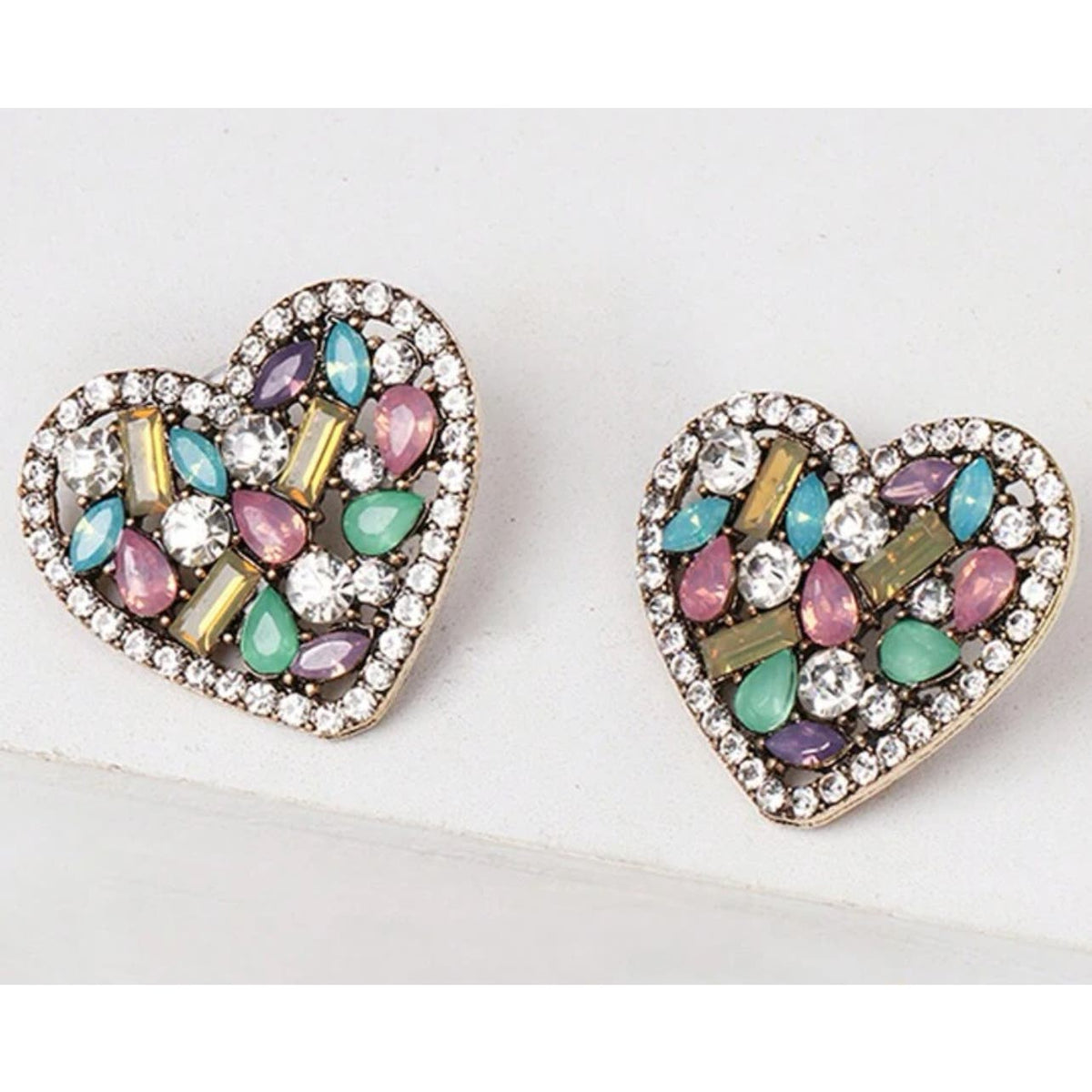 Multi-Color Heart Stud Earrings NWT