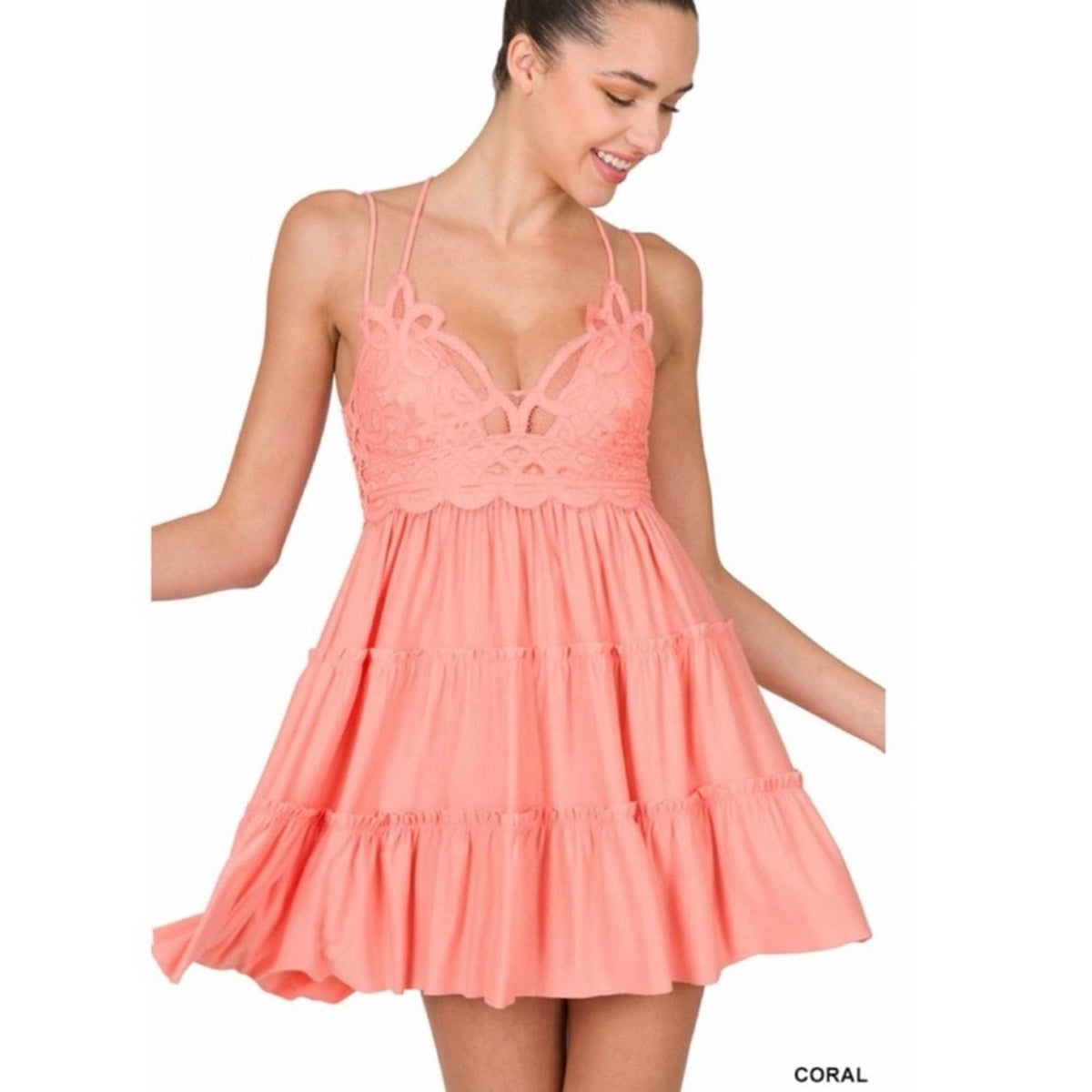Coral Crochet Cami Top or Dress