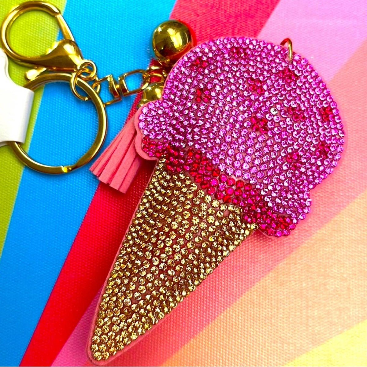 Pink & Gold Ice cream bag charm/keychain