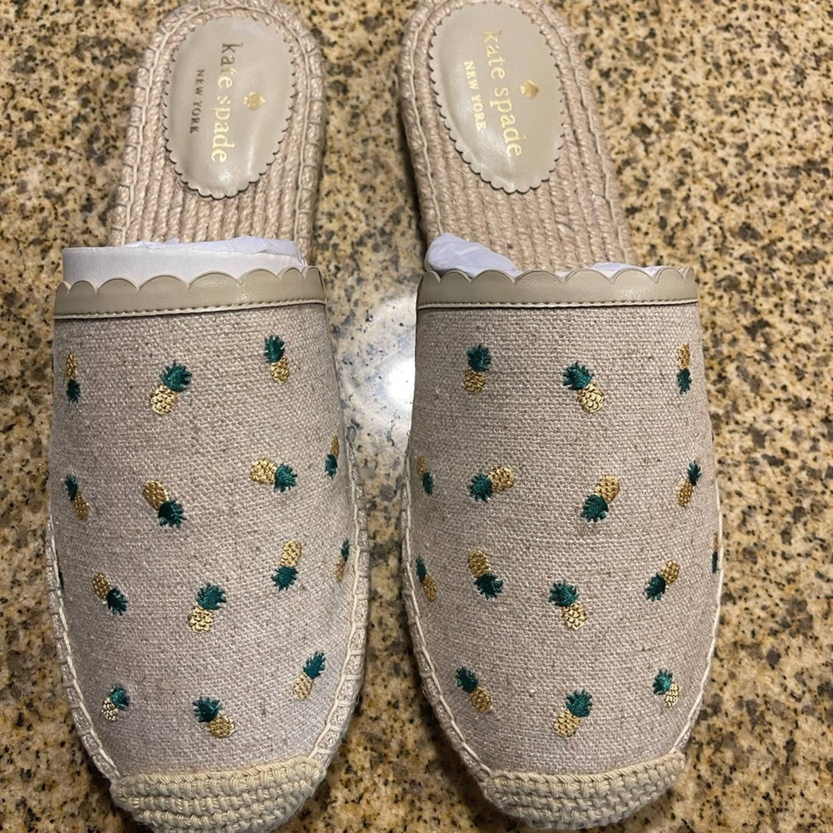 kate spade Rosie Embroidered
Pineapple Flat Mules Slide
