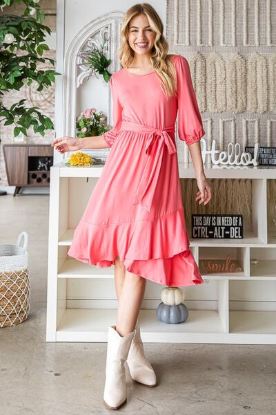Peachy Chic Tie-Front Dress
